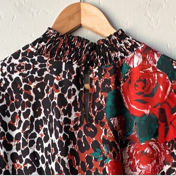 Smocked Animal Print Blouse - Picture 4 of 5